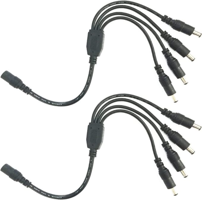 DC Splitter Kabel 5,5 mm x 2,1 mm voor LED Strip en CCTV Camera - 1 naar 4 Aansluiting