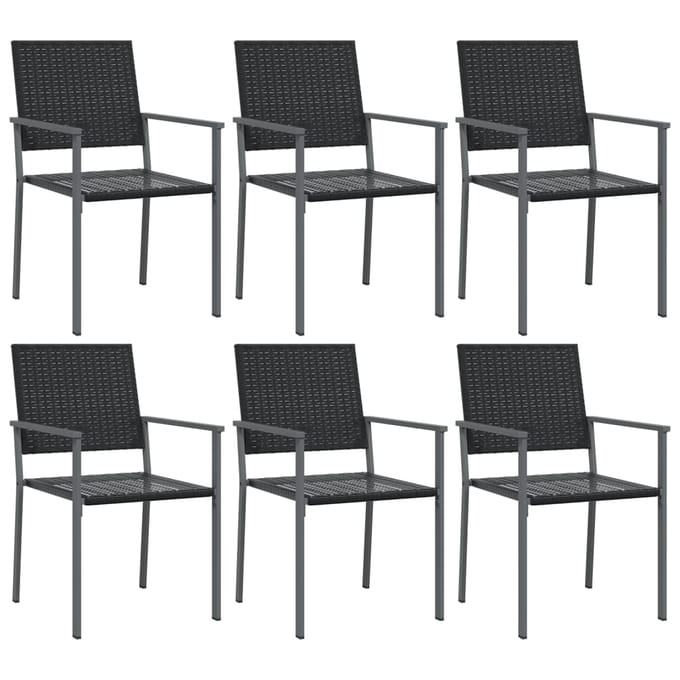 vidaXL - Tuinstoelen - 6 - st - 54x62,5x89 - cm - poly - rattan - zwart