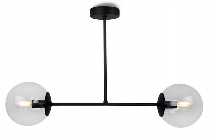 Elegante Zwarte Hanglamp met Glazen Bollen - Stijlvolle Plafondlamp
