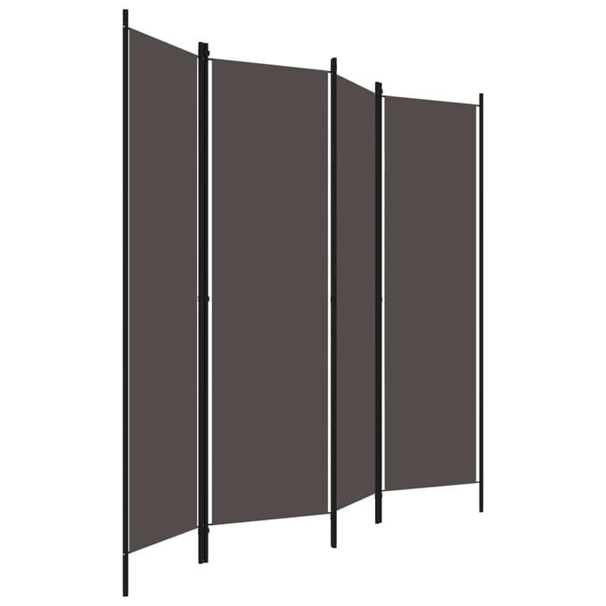vidaXL - Kamerscherm - met - 4 - panelen - 200x180 - cm - antraciet