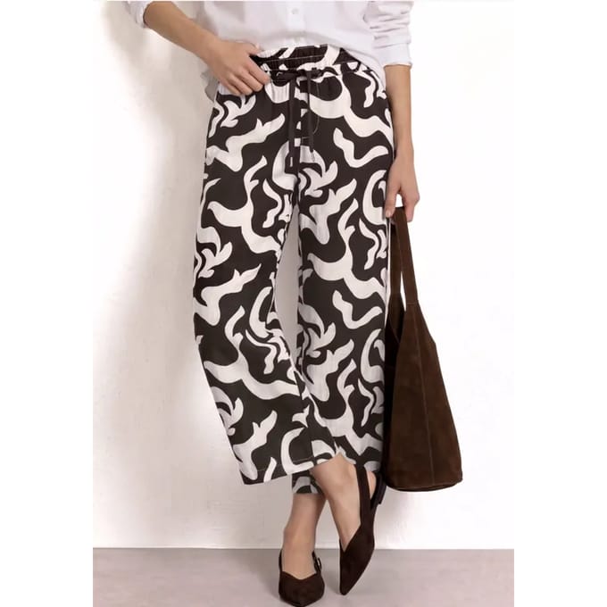 7/8 Mid Waist broek met Wide Legs en print