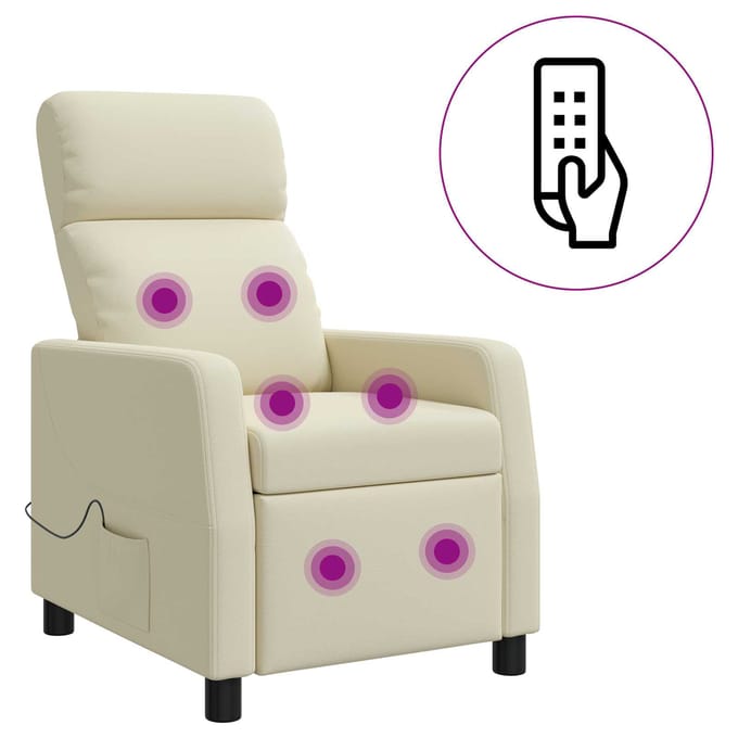 vidaXL - Massage - Relaxstoel - Crèmekleurig - Kunstleer