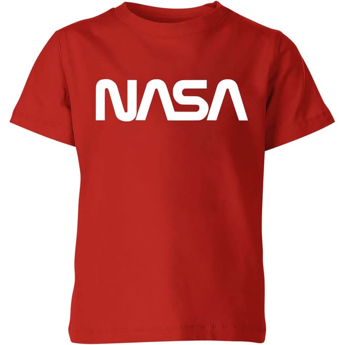 NASA Worm Logotype Kinder T-shirt - Rood - 122/128 (7-8 jaar)