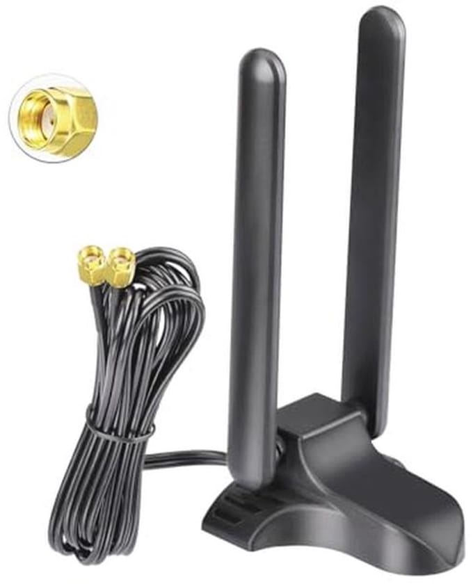 Tri-Band WiFi 6E Antenne met Magnetische Basis en 2M Verlengkabel voor Router