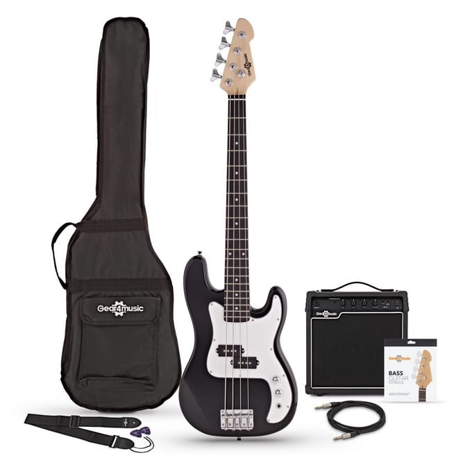 3/4 LA Basgitaar + 15 W Versterkerpakket, Zwart
