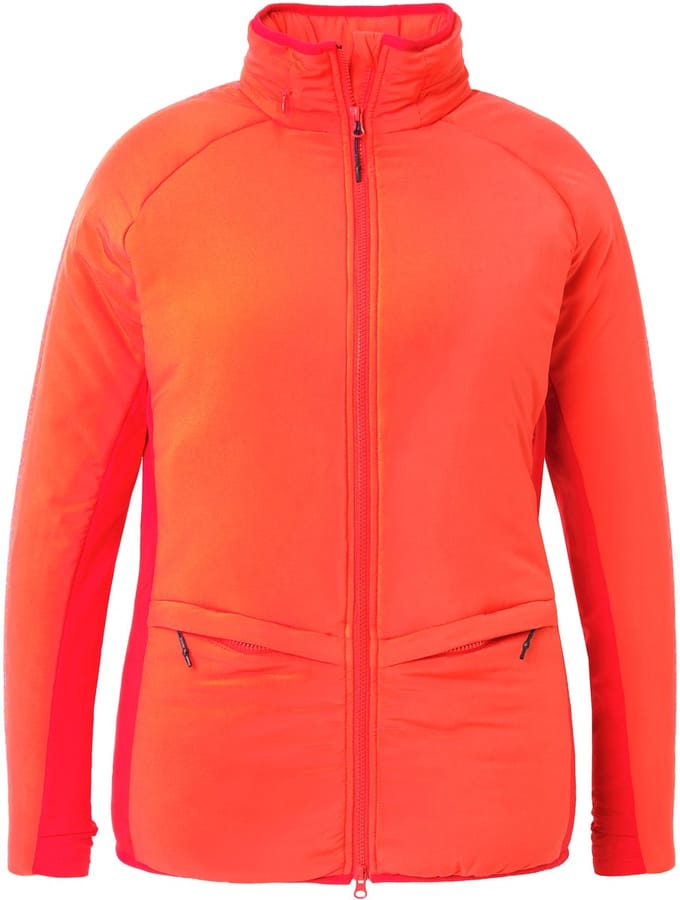 Ulla Popken - Dames - Functionele jas capuchon opstaande kraag 2-wegrits - Koraalrood - Maat 54+