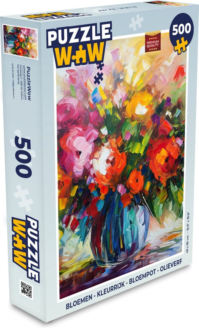 Puzzel Bloemen - Kleurrijk - Bloempot - Olieverf - Legpuzzel - Puzzel 500 stukjes