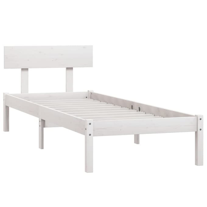 vidaXL - Bedframe - massief - hout - wit - 75x190 - cm