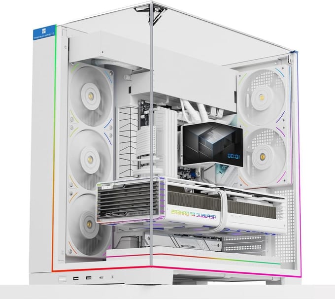 PC Behuizing - Computer Kast - Systeem Bouwen - Panorama Glas - 45 cm Hoog - Wit