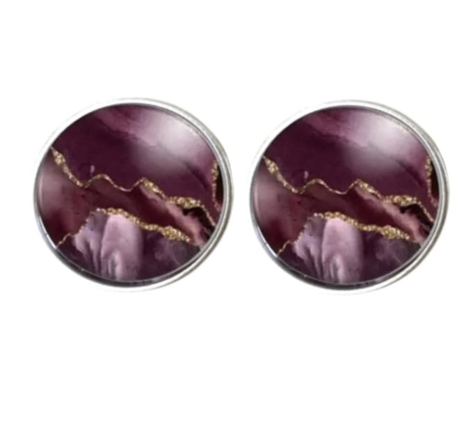 Clip oorbellen Burberie Bordeaux 2 cm zilverrand