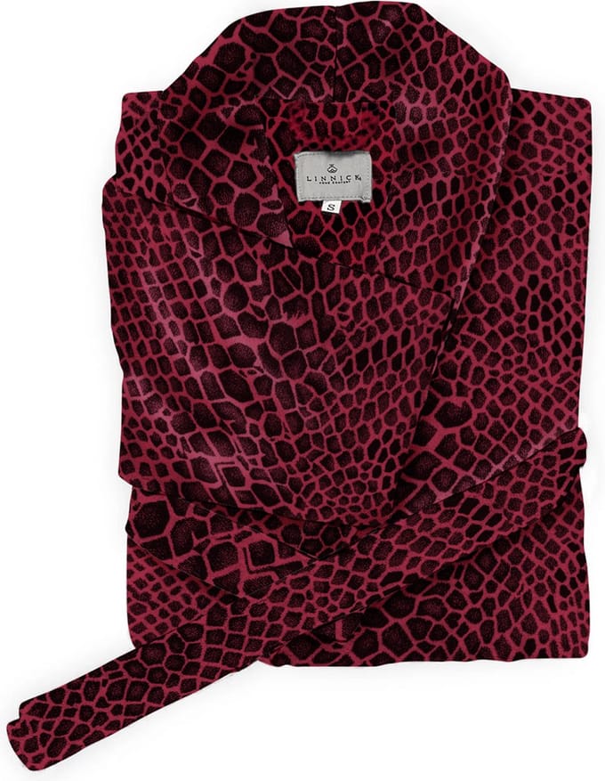 Linnick Flanel Fleece Badjas Snake - bordeaux/black - L - Badjas Dames - Badjas Heren