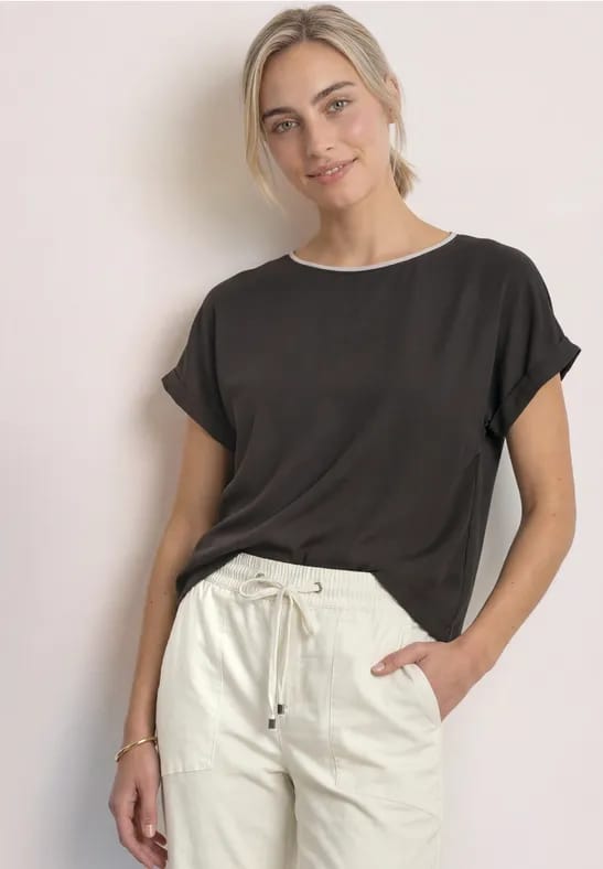 2-in-1-Shirt van chiffon met boothals