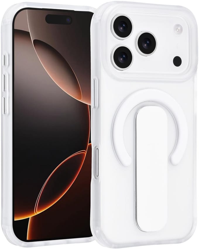 TUNIQ Anti-shock Back cover voor iPhone 17 Pro - Ingebouwde Ringstand - Zilver