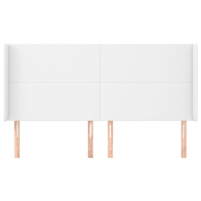 vidaXL - Hoofdbord - met - randen - 203x23x118/128 - cm - kunstleer - wit