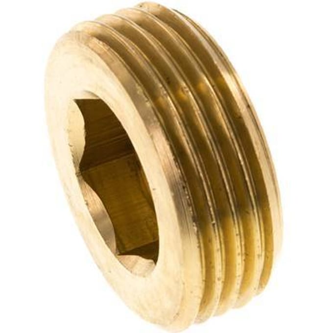 1'' Messing Plug met Binnenzeskant zonder kraag 16 Bar