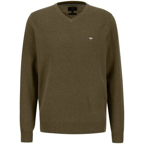 Fynch-Hatton Trui V-Neck Fine Structure Deep Forest / male