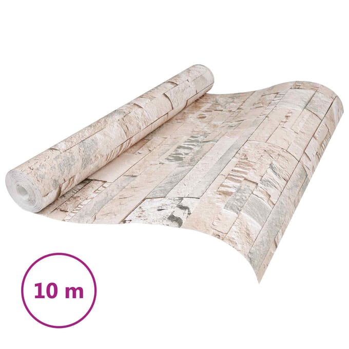 vidaXL - 3D - Steen - Behang - Beige - 10 - x - 0,53 - m - Non-Woven - Stof