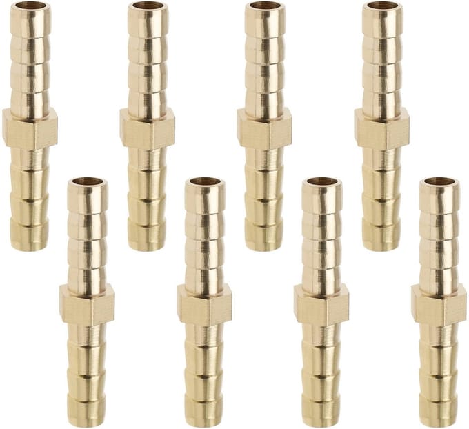 aladdien - Slangverbinders - Messing Slangkoppelingen - 6 mm - Gouden Kleur - Aansluiting voor Luchtleiding - 8 Stuks
