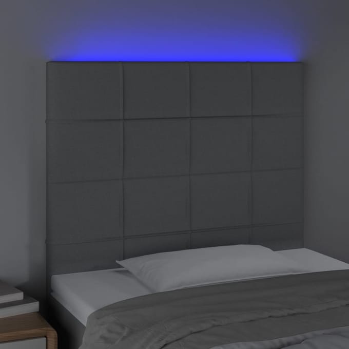 vidaXL - Hoofdbord - LED - 80x5x118/128 - cm - stof - lichtgrijs