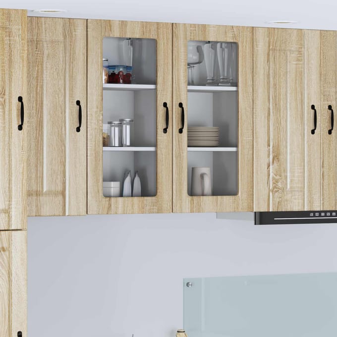 vidaXL - Wandglas - Kasten - LUCCA - 2 - st - Sonoma - Eiken - Bewerkt - hout