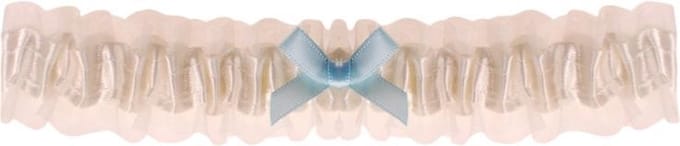 Kousenband ivoor met blauw strikje