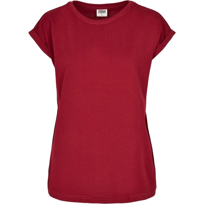 Urban Classics - Organic Extended Shoulder Dames T-shirt - S - Bordeaux rood