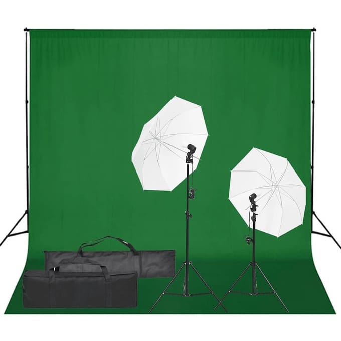 vidaXL - Fotostudioset - met - verlichtingsset - en - achtergrond