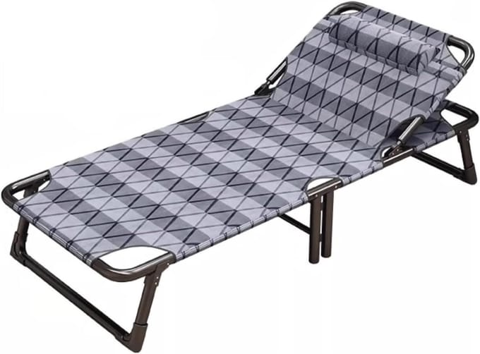 Campingbed - Opvouwbaar Bed - Buiten Ontspannen - 6-voudig Verstelbaar - 182 x 62 cm - Grijs