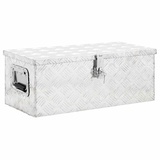 vidaXL - Opbergbox - 70x31x27 - cm - aluminium - zilverkleurig