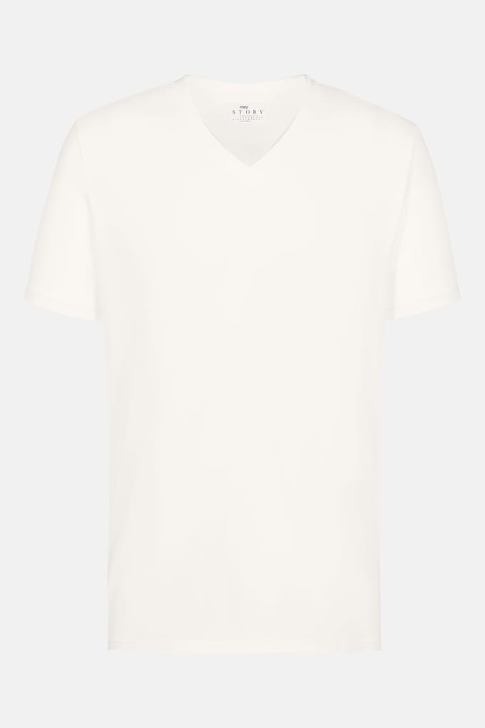 T-shirt met V-hals Serie Maglia Singola Whisper White