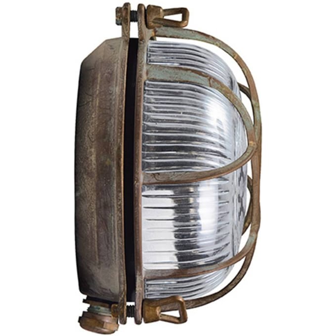 Moretti Luce Buitenwandlamp Tortuga messing antiek, glas helder