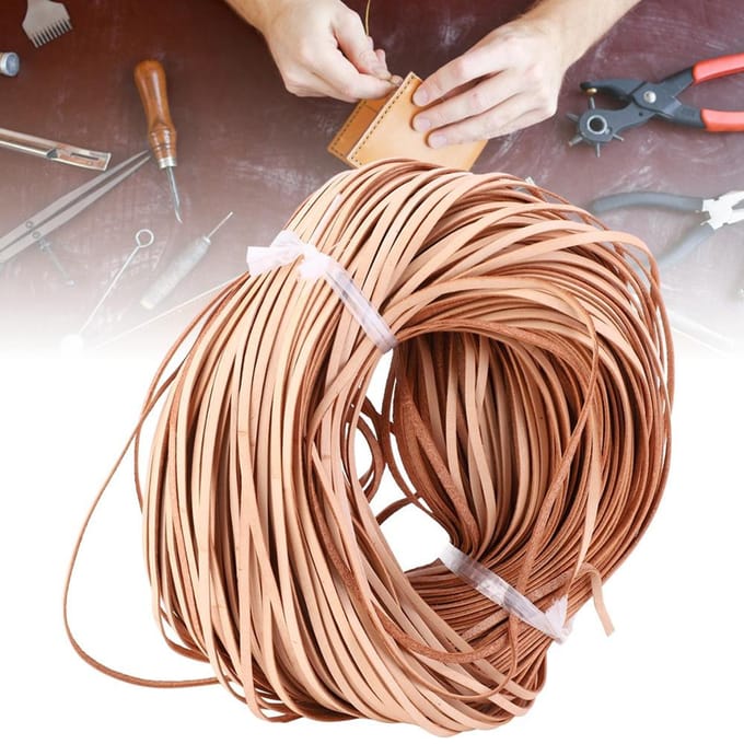 Handgemaakt DIY Platte Lederen Koord 100m Lang Gevlochten Eerste Laag Leer Ambachtelijk Koord Leer Kleur brown