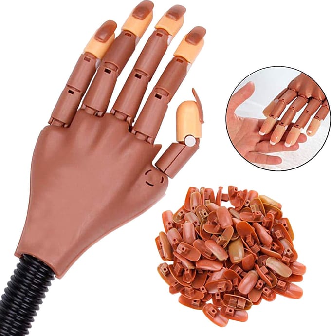 Oefenhand/nailtrainer incl. nagelbedjes + tafelklem-Nailtrainer-Oefenhand