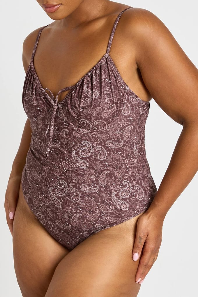 boohoo Dames Plus Paisley Print Balconnet Badpak | Black | Maat: 22