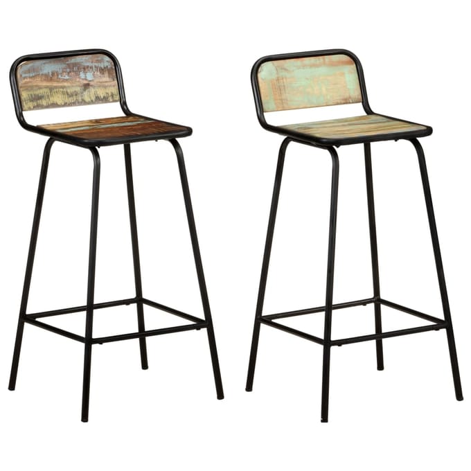 vidaXL - Barstoelen - 2 - st - massief - gerecycled - hout