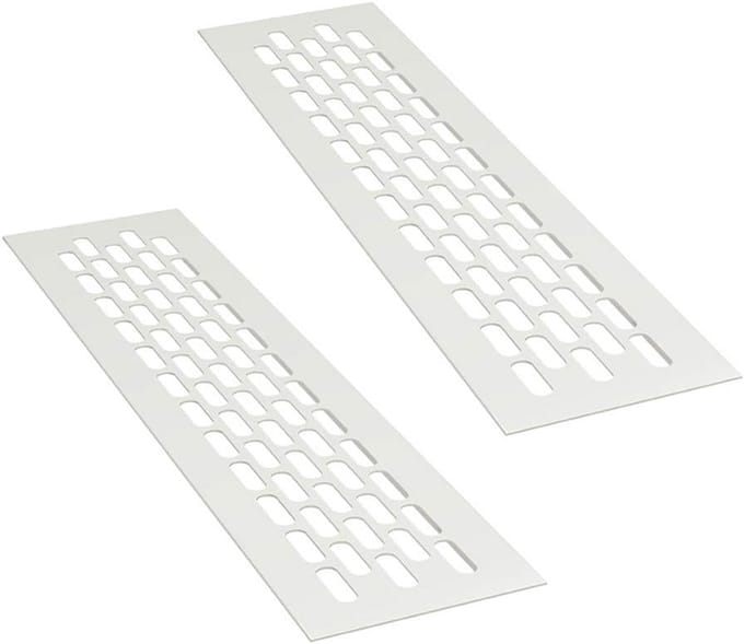 Aluminium Ventilatiegrille - 24,5 x 6 cm - Wit - 2 Stuks | Rechthoekige Uitlaatventilator