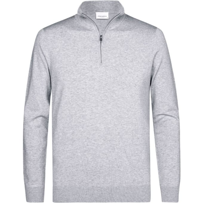 Profuomo Half Zip Pullover Luxury Grijs - Maat L - Heren - Pullovers