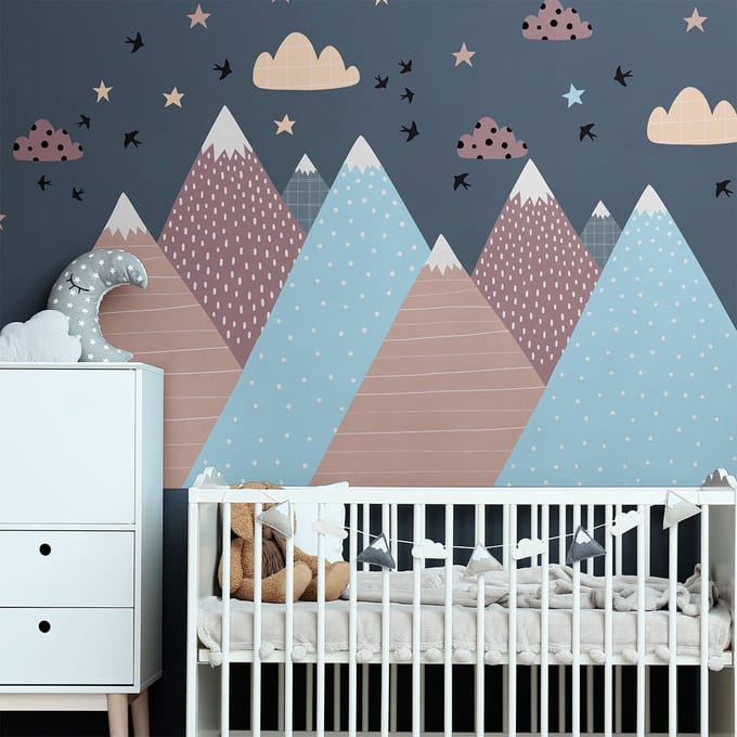 Kinderstickers van Scandinavische bergen van Mirika, 110 x 165 cm