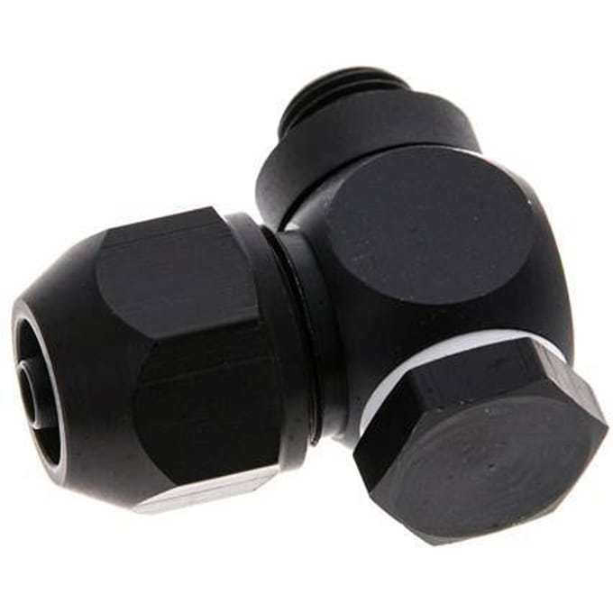 7x4mm & G1/8'' Aluminium L-Vorm Knelfitting Buitendraad 10bar Kunststof en Polyamide