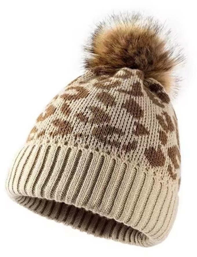 Muts Dames Luipaard - Winter - Mode - Tijgerprint - Knot - Wit - Beige - Bruin