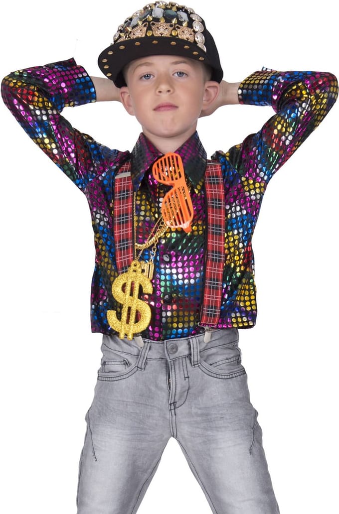Disco glitter shirt Sem regenboog kleuren kinderen