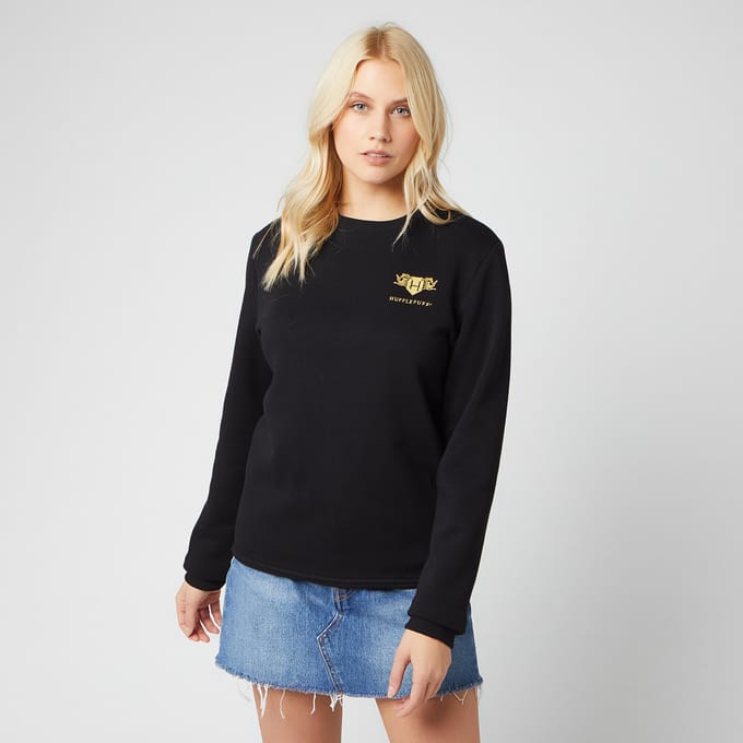 Harry Potter Hufflepuff Unisex Embroidered Sweatshirt - Black - M