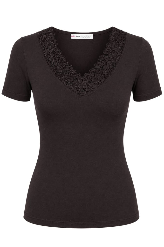 Kanten V-hals Slim Fit Blouse