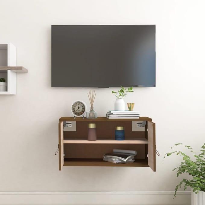 vidaXL - Wandkast - 60x30x30 - cm - massief - grenenhout - honingbruin