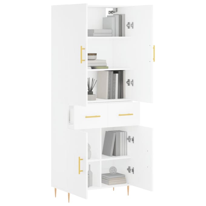 vidaXL - Hoge - kast - 69,5x34x180 - cm - bewerkt - hout - wit