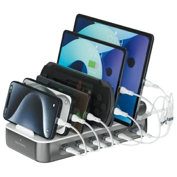 4smarts Charging station Team 100W 1x USB-A port 5x USB-C ports includes 6 cables space grey