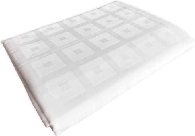 Tafelkleed Blok damast wit 120x300 cm - Hotelkwaliteit 250gr/m2 - katoen
