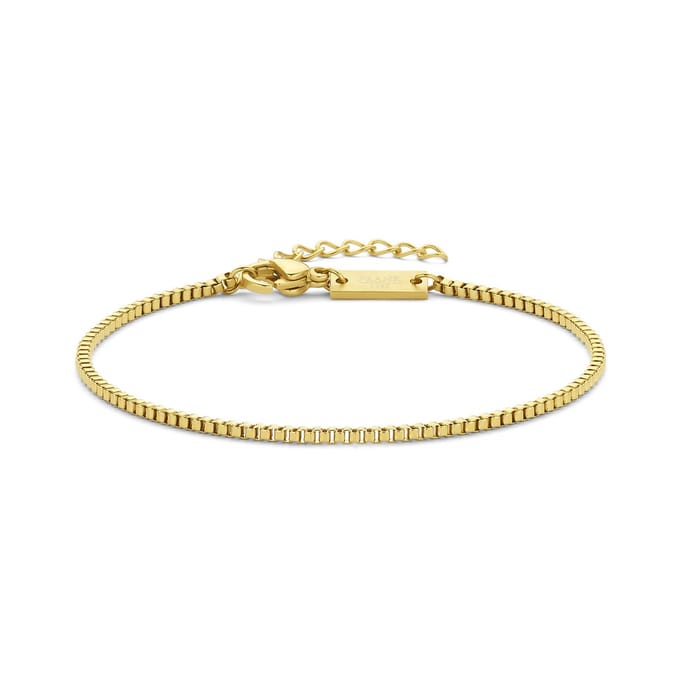 7FB-0842 – Frank 1967 – Heren Armband – Stalen Box Chain Armband – Goudkleurig