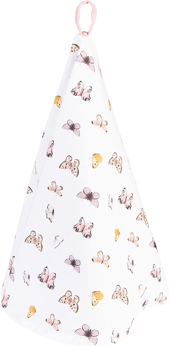 Clayre & Eef Theedoek Ø 80 cm Beige Roze Katoen Vlinders