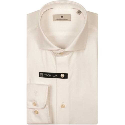 Thomas Maine Overhemd Hyperstretch Mélange Roma Modern Kent Wit / male
